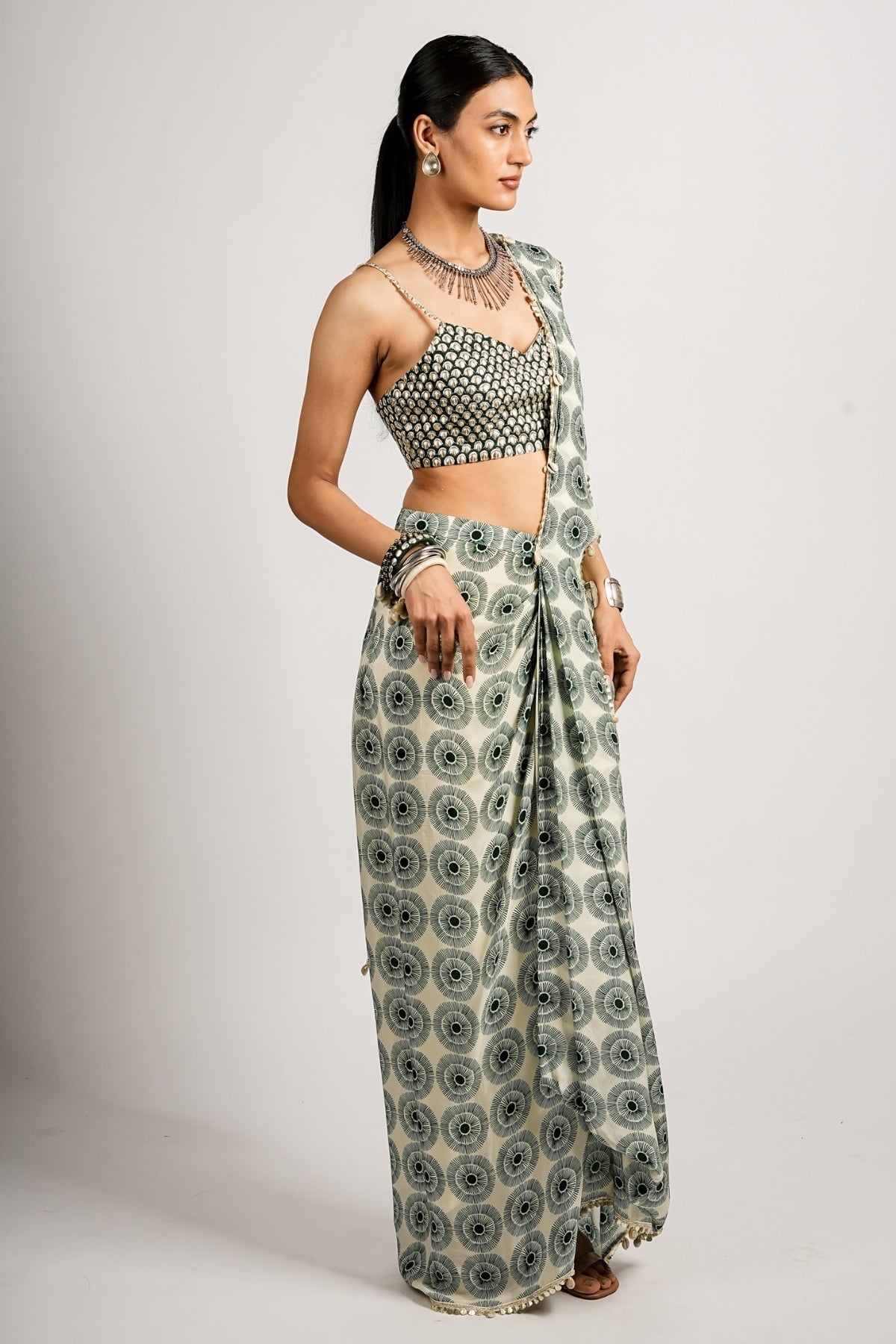 Anya Saree With Metallic  Bustier