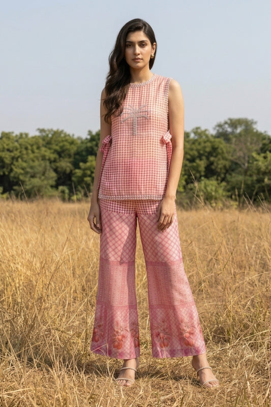 Peach Organza Jacket Pan Set