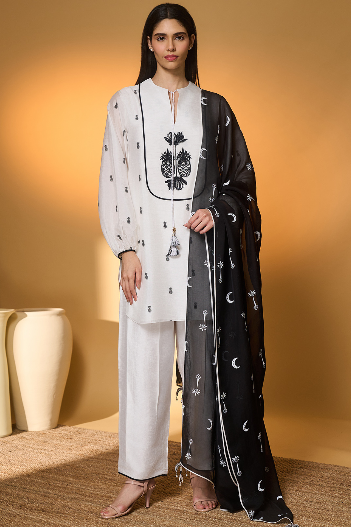 Ivory Pine-Code Kurta Set