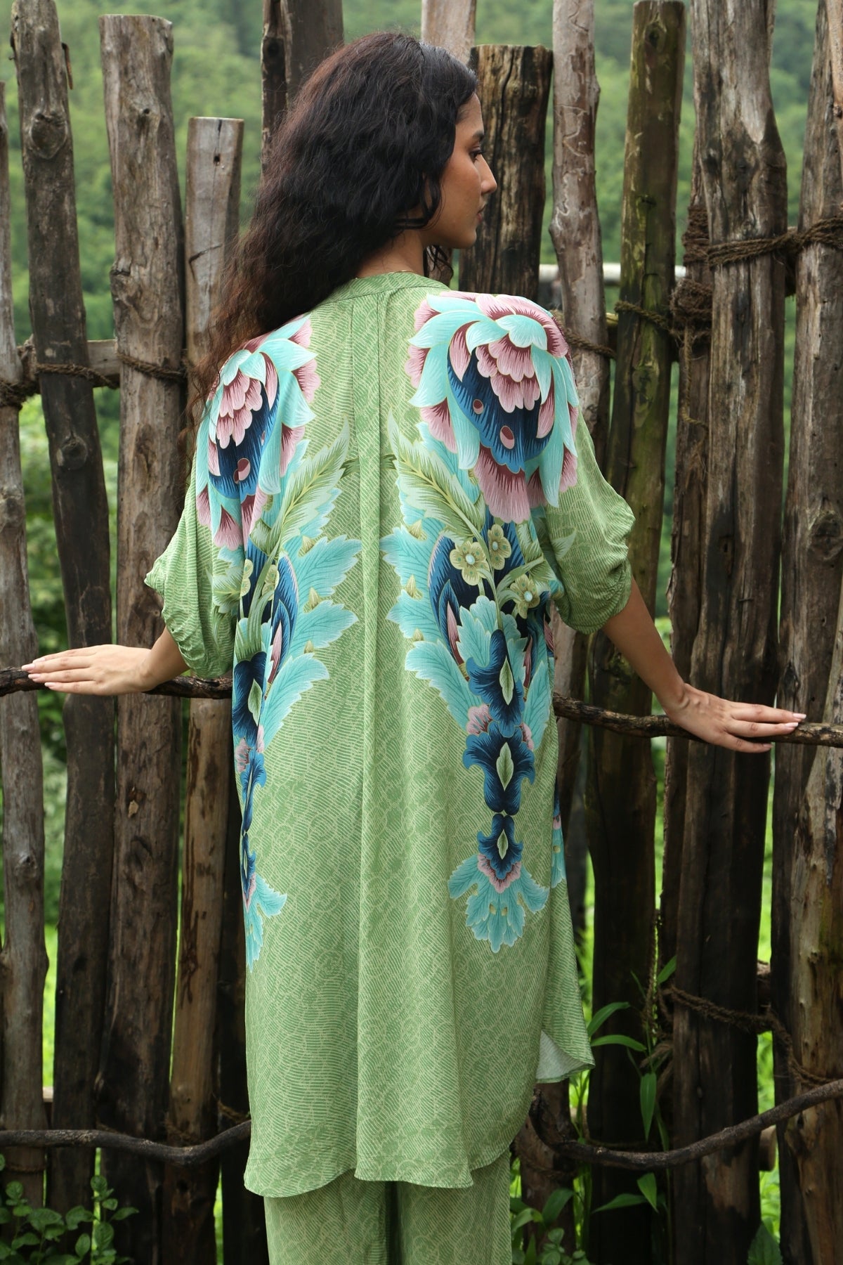 Sage Green Crepe Hand Embroidered Co-Ord Set