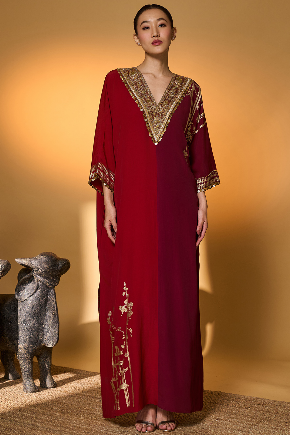Red & Plum Moonlight Melody Kaftan