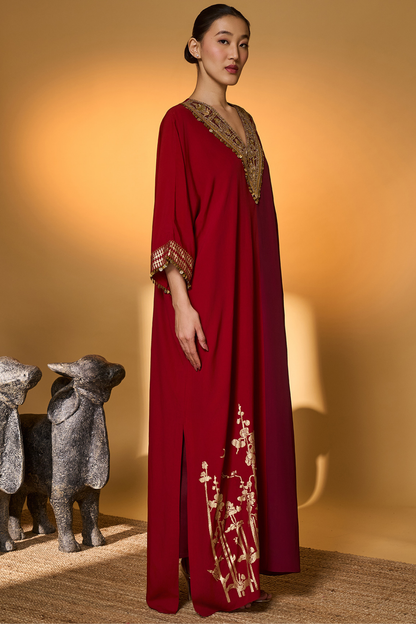 Red & Plum Moonlight Melody Kaftan