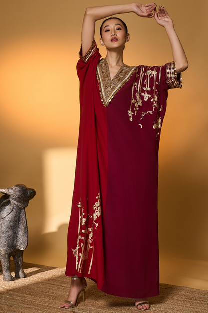 Red & Plum Moonlight Melody Kaftan