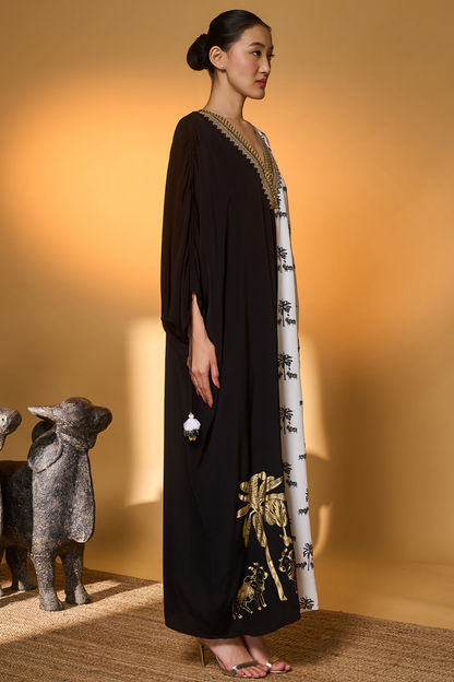 Black & White Tropical Nandi Kaftan