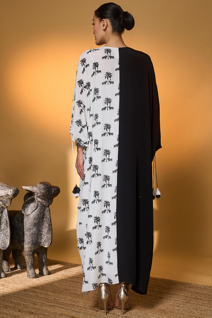 Black & White Tropical Nandi Kaftan