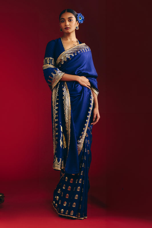 Navy Blue Amber Arches Saree