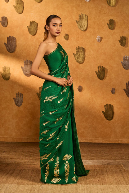 Green Cherry Wine Saree