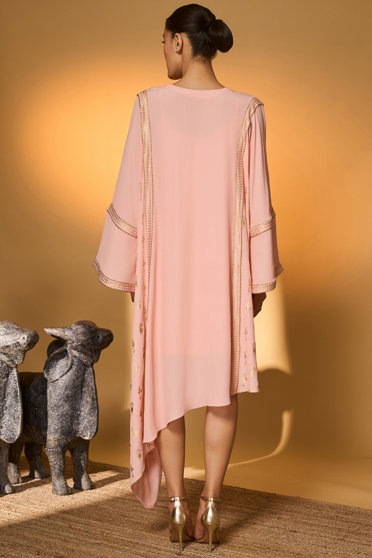 Baby Pink Tango Bloom High Low Kaftan