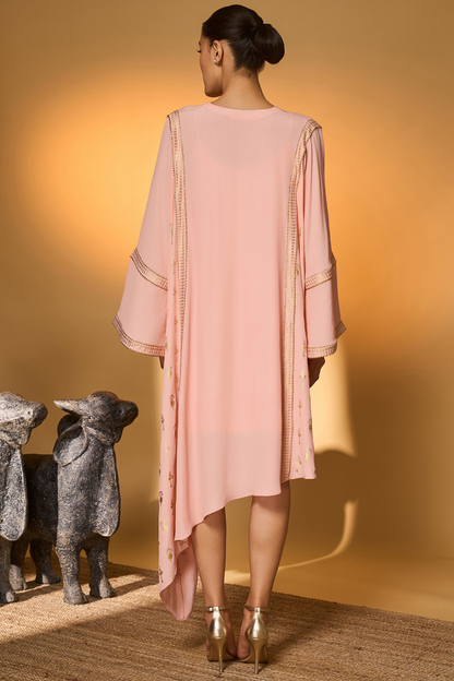 Baby Pink Tango Bloom High Low Kaftan