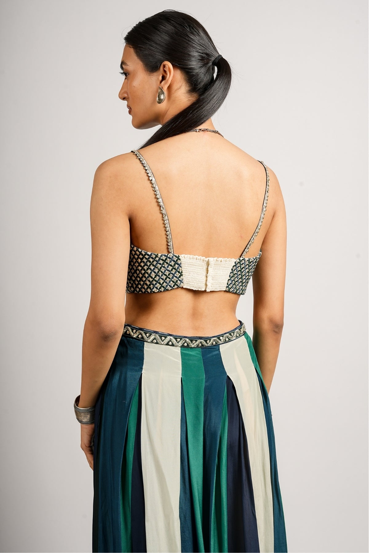 Hana Cape Jacket With Pleated Pants and Bustier