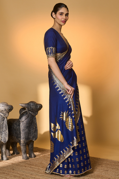 Navy Blue Amber Arches Saree