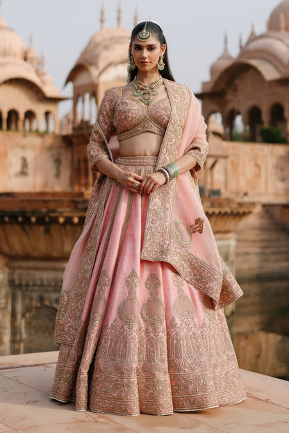 Jannah - Pink Lehenga Set with Blouse & Dupatta