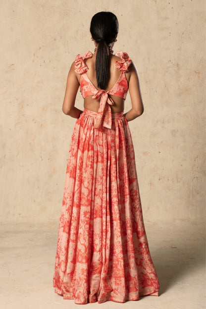 Printed Peach Tissue Gown