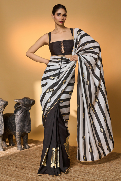Black Stripes All Charms Saree