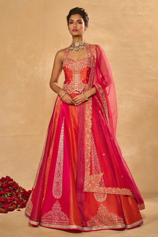 ORANGE NAINA LEHENGA