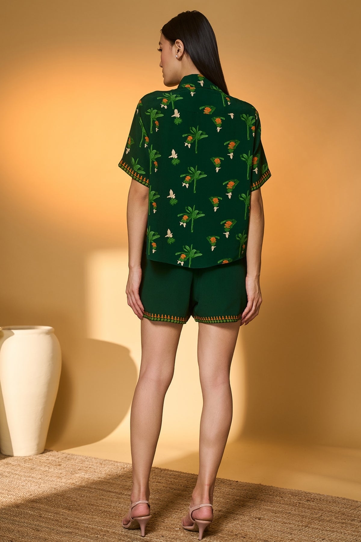 Green Tropical Shirt Set