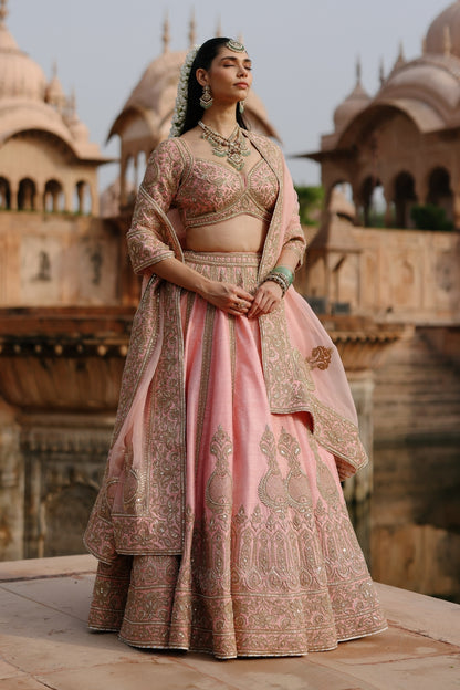 Jannah - Pink Lehenga Set with Blouse & Dupatta