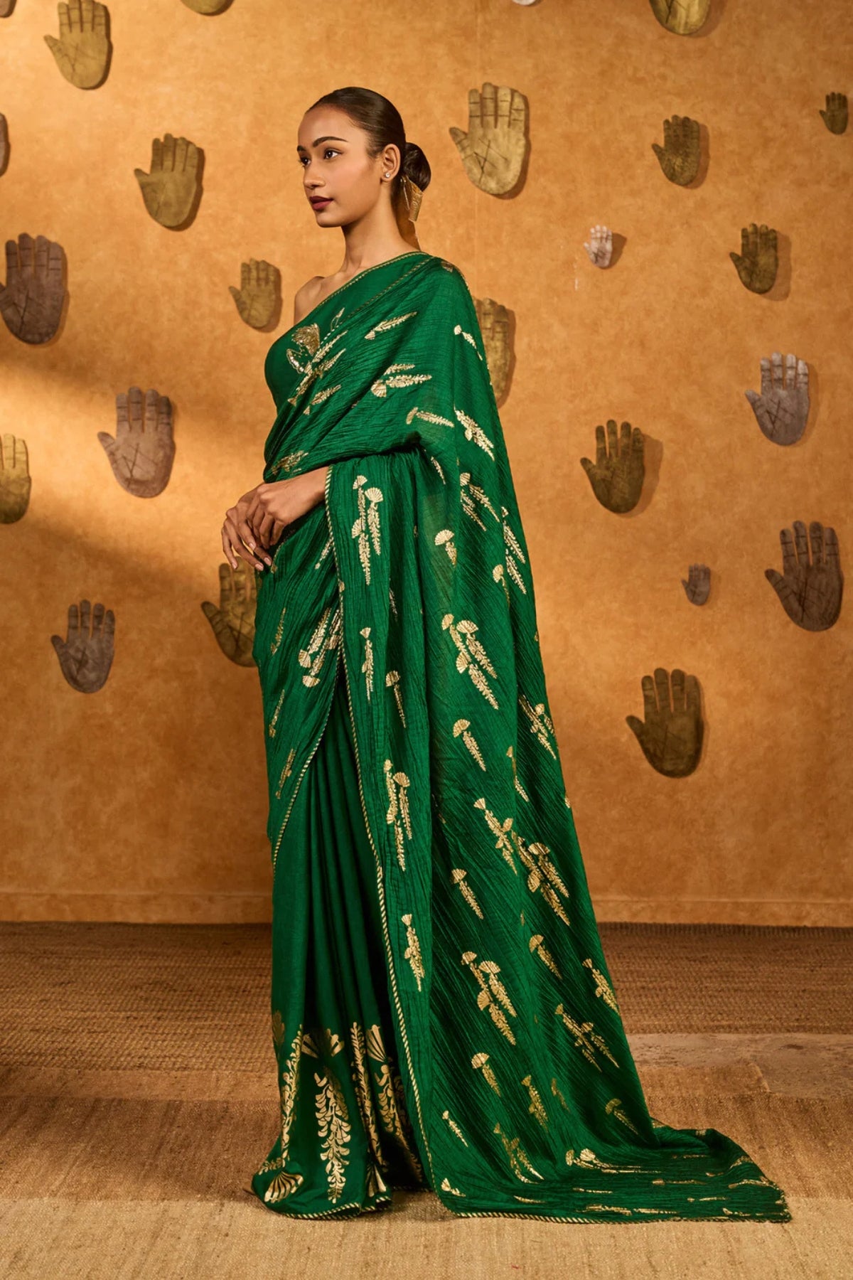 Green Cherry Wine Saree