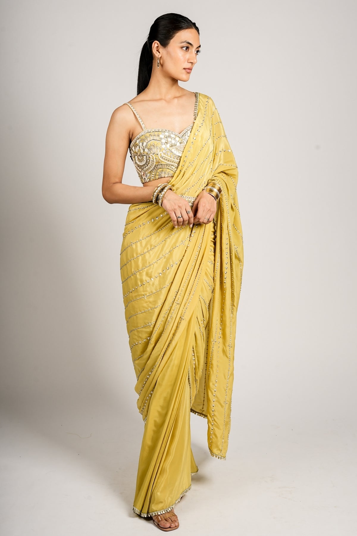 Ziva  Draped Saree Set With Embellished Bustier