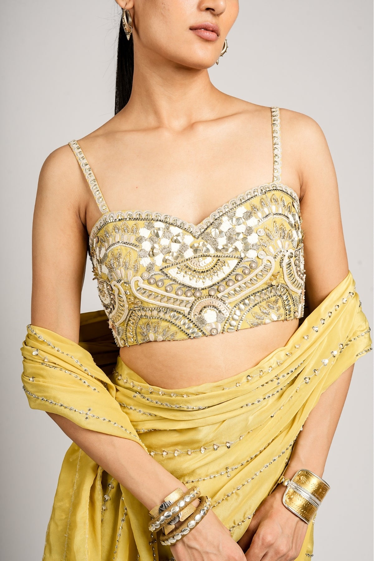 Ziva  Draped Saree Set With Embellished Bustier