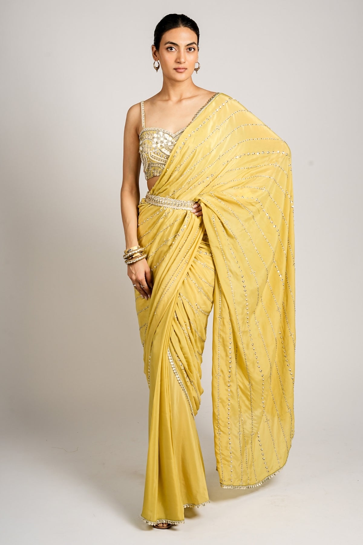 Ziva  Draped Saree Set With Embellished Bustier
