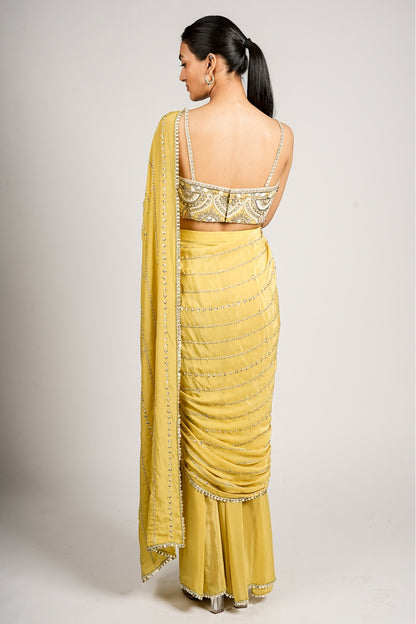 Ziva  Draped Saree Set With Embellished Bustier