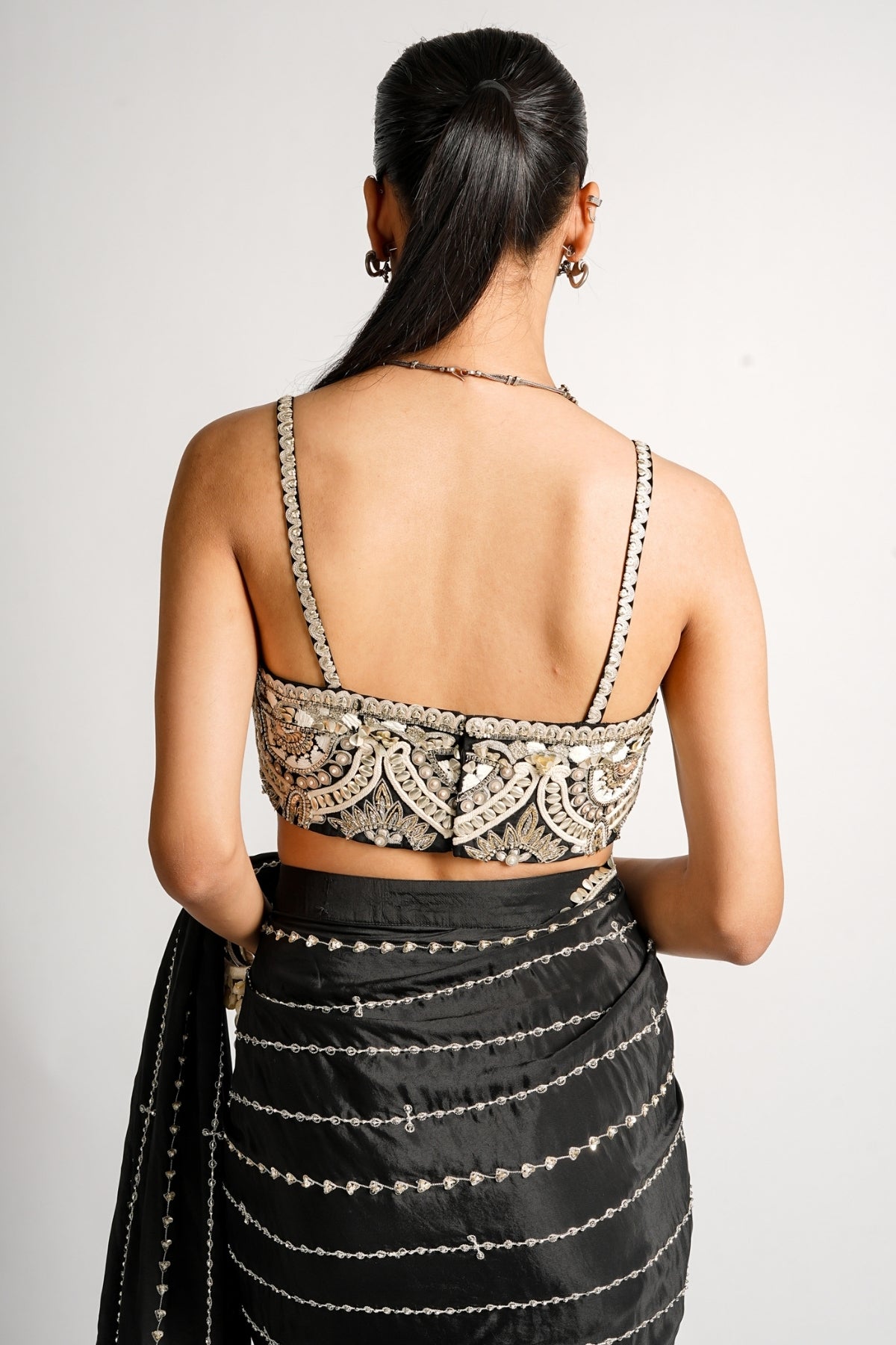 Farah  Draped Saree Set With Embellished Bustier