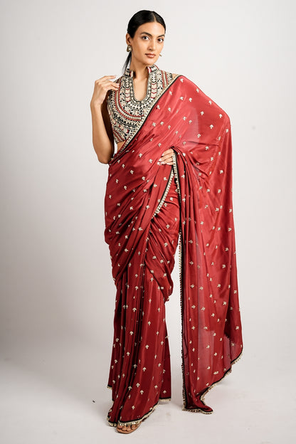 Zahir Embellished Saree With Blouse