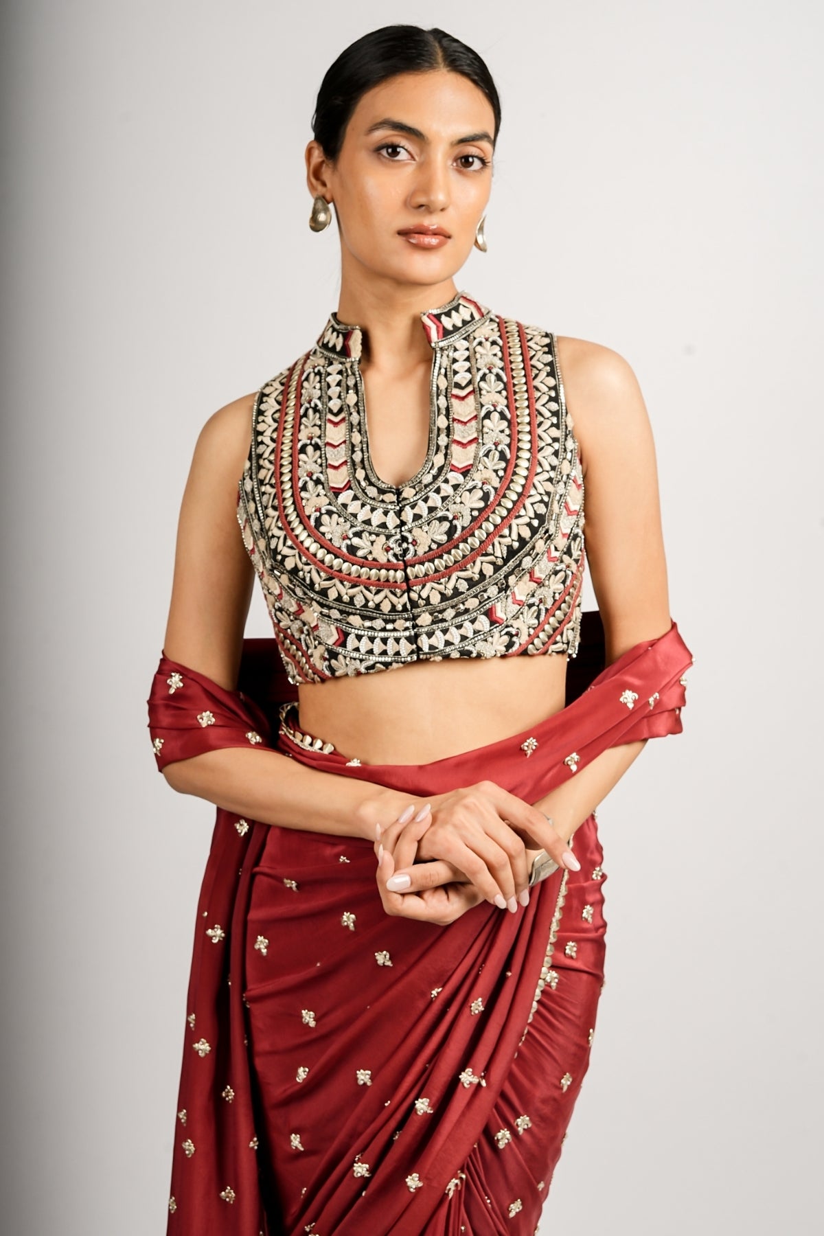 Zahir Embellished Saree With Blouse
