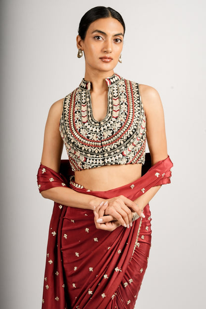 Zahir Embellished Saree With Blouse