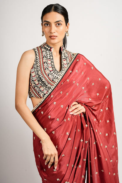 Zahir Embellished Saree With Blouse