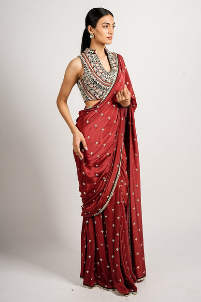 Zahir Embellished Saree With Blouse