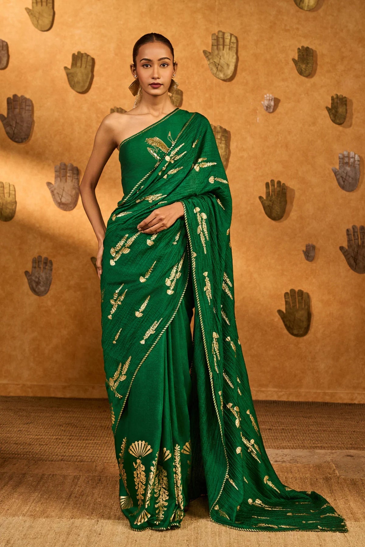 Green Cherry Wine Saree