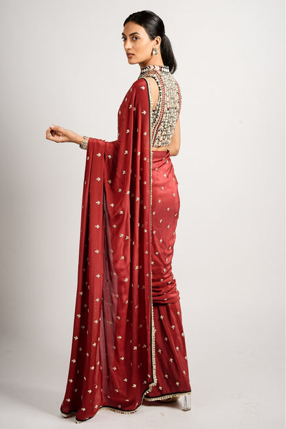 Zahir Embellished Saree With Blouse