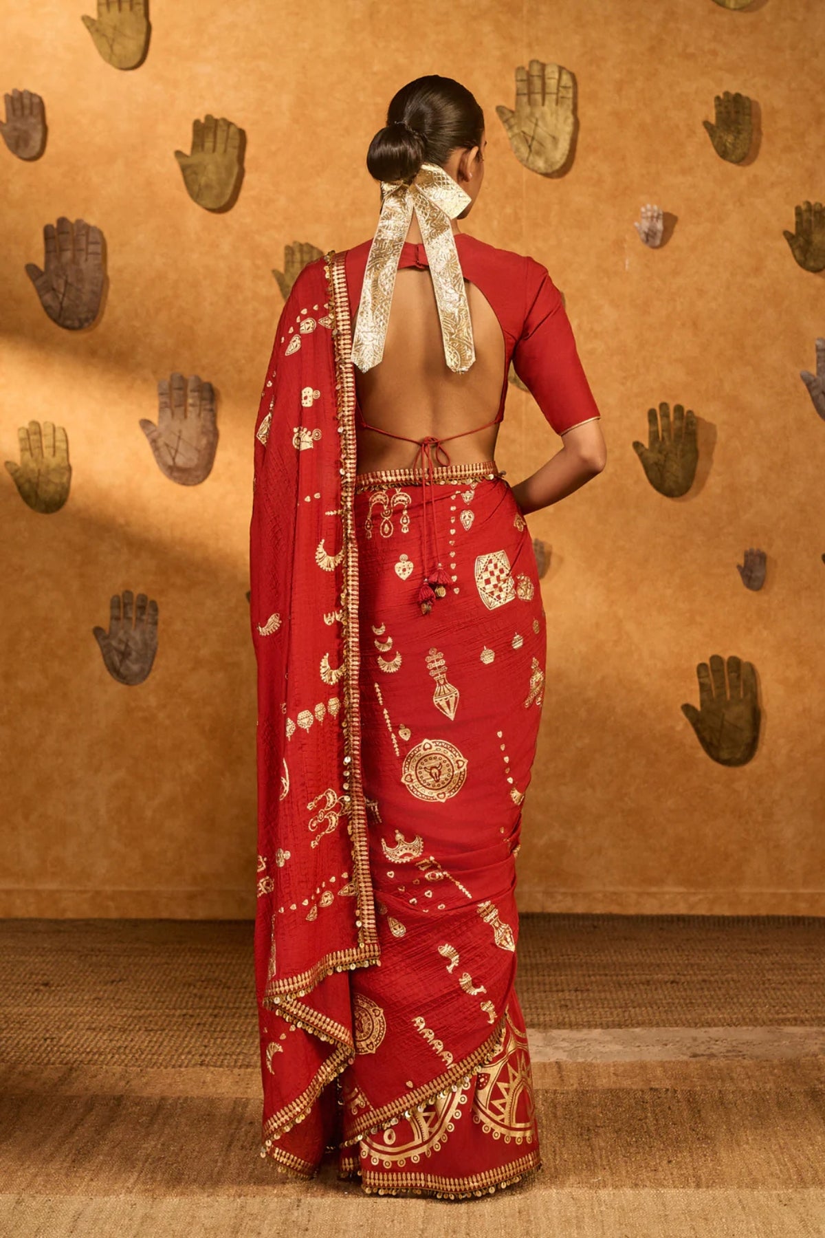 Red Crushed Folkstone Saree