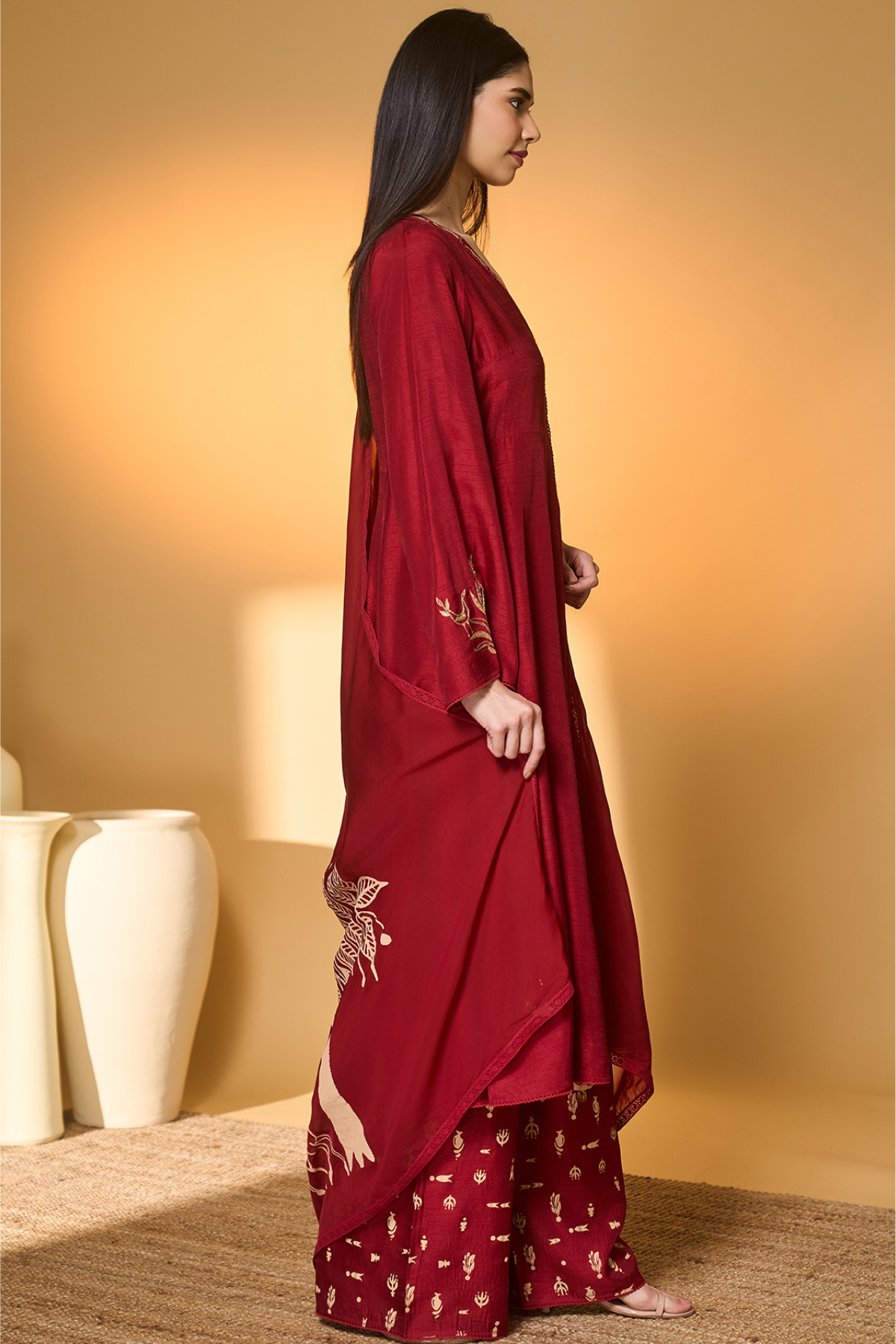 Red Deer Totem Kurta Set