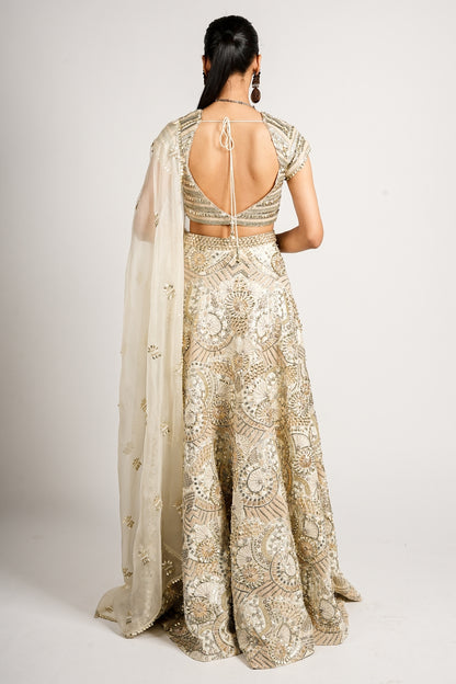 Zafar Embellished Blouse With Lehenga and Dupatta