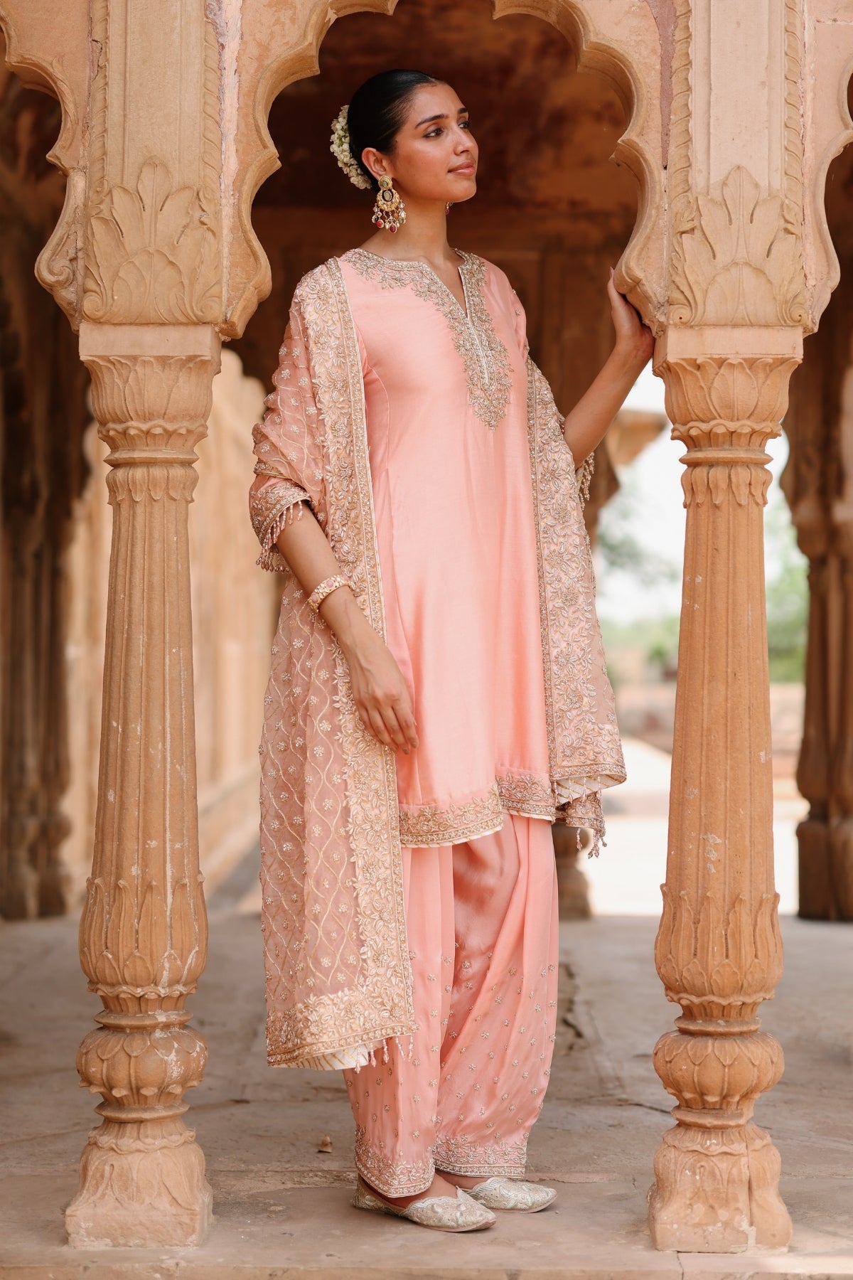 Maham - Pink Anarkali Set with Salwar & Dupatta