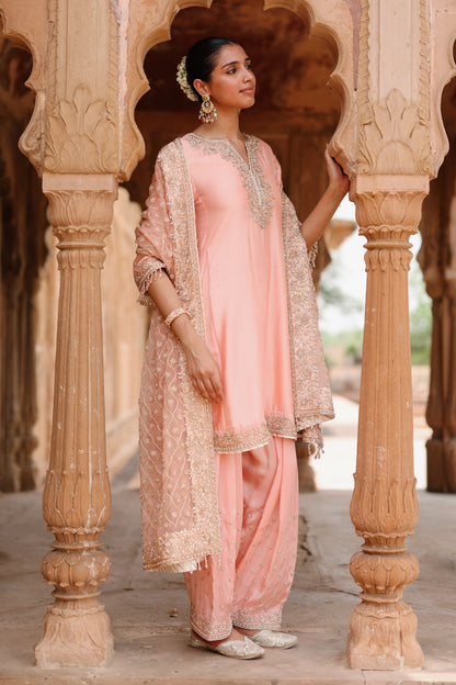 Maham - Pink Anarkali Set with Salwar & Dupatta