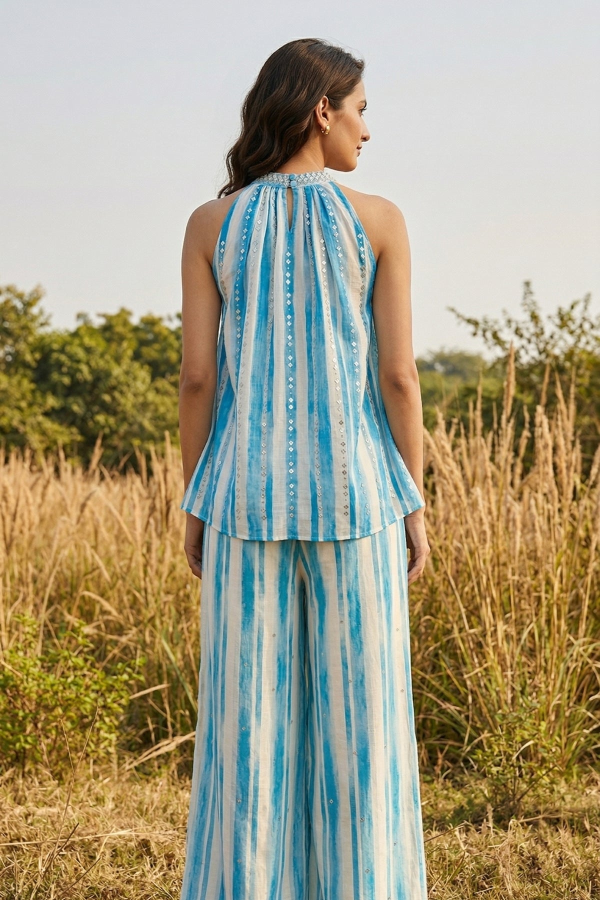 Linen striped pant Set