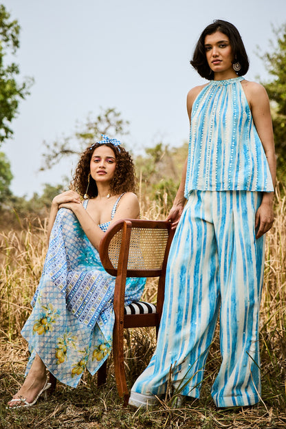 Linen striped pant Set