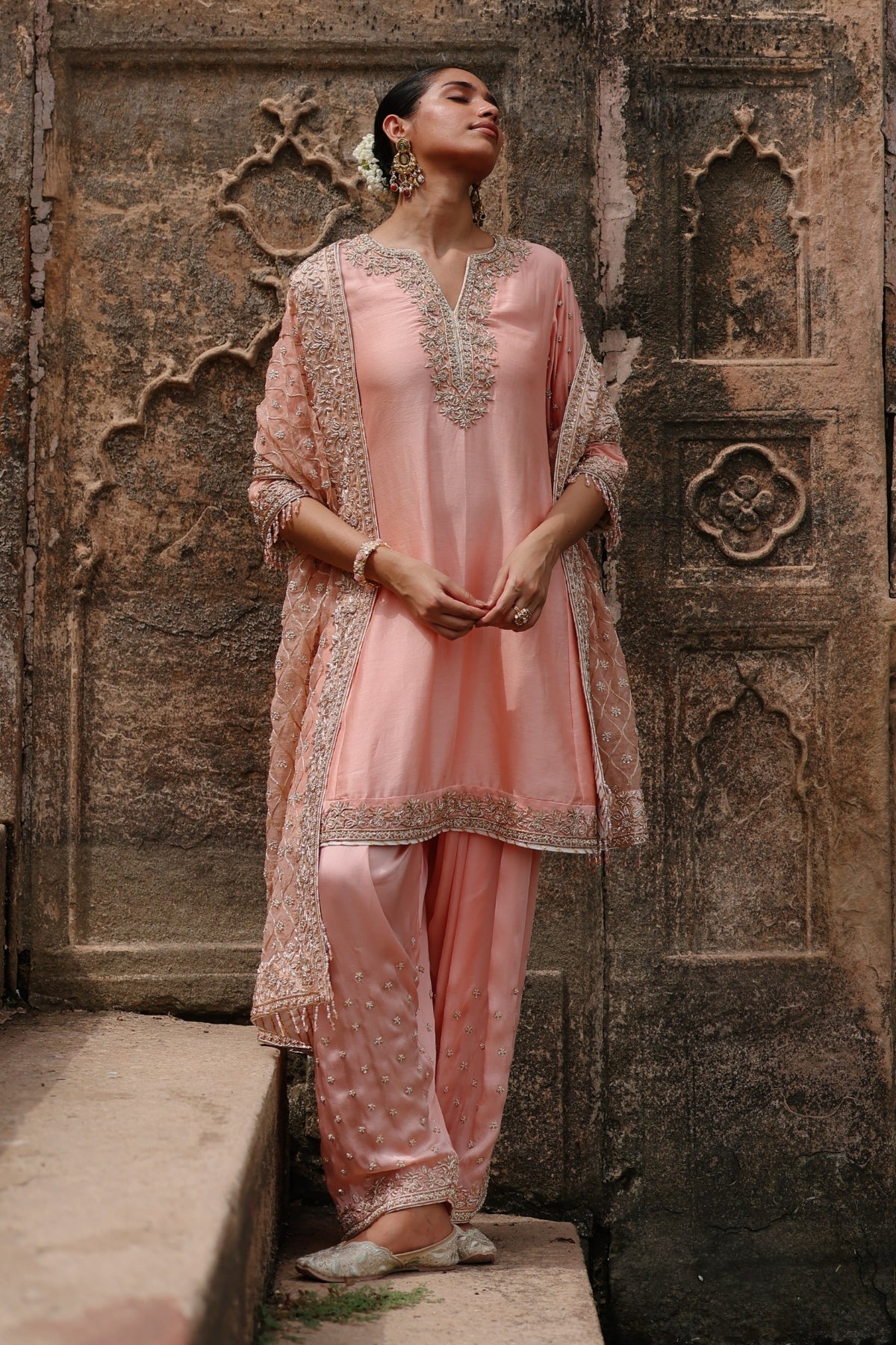 Maham - Pink Anarkali Set with Salwar & Dupatta