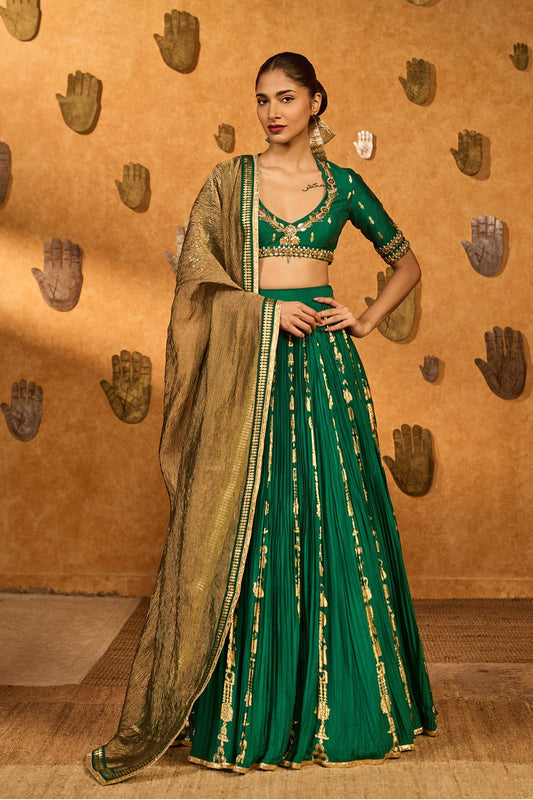 Green Totem Line Lehenga  Set
