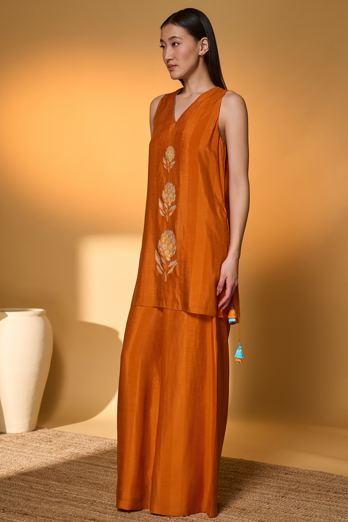 Saffron Sky Striped Kurta Set