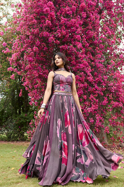 PLUMICIOUS PINK FLORAL LEHENGA SET