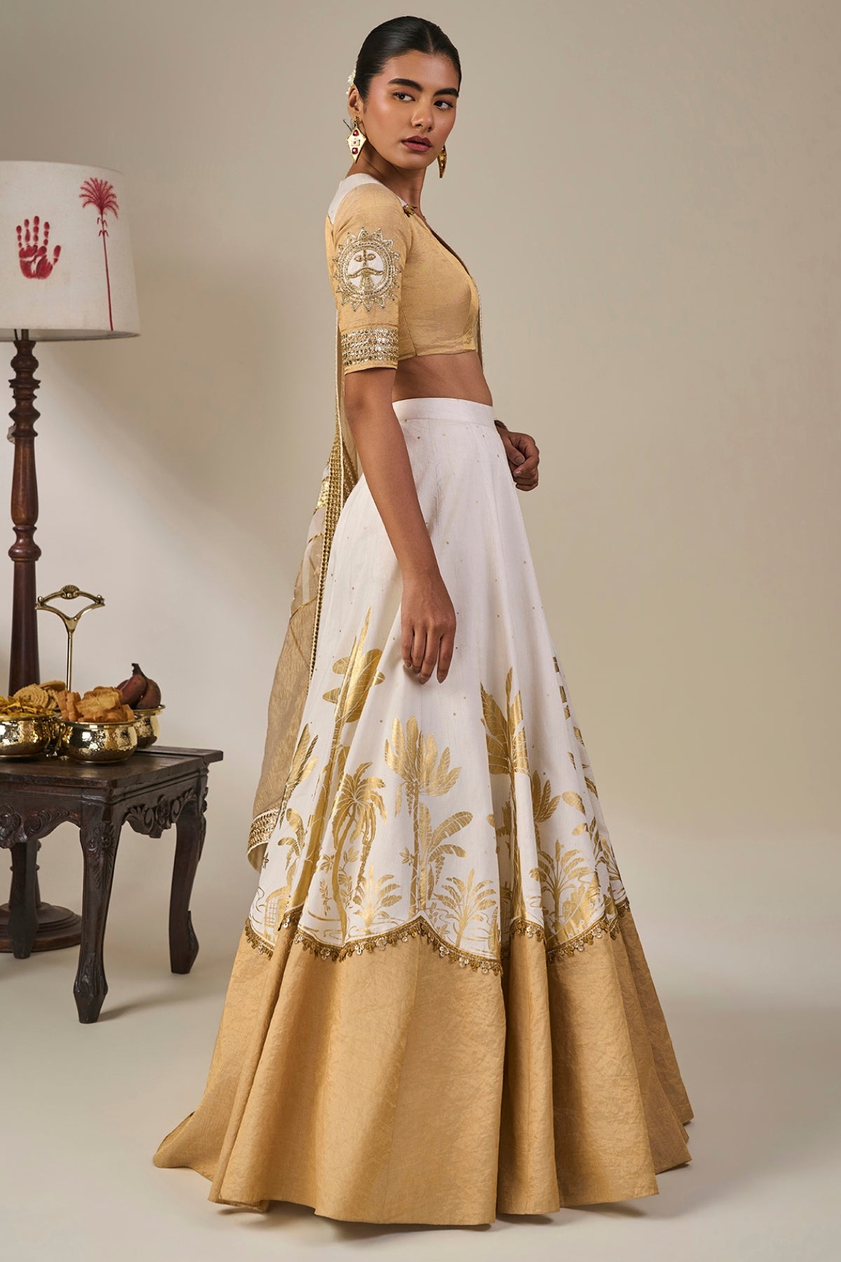 Ivory Backwater Postcard Lehenga Set