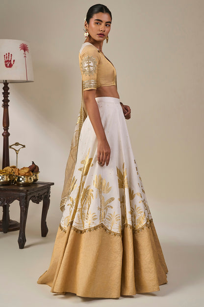 Ivory Backwater Postcard Lehenga Set