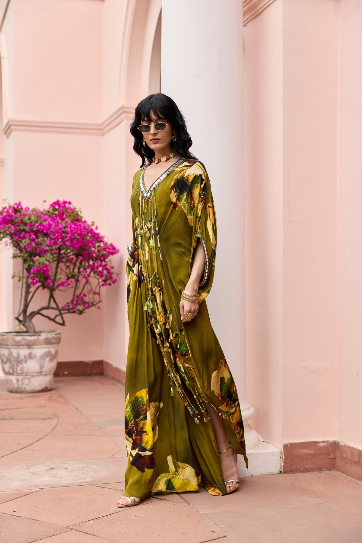 MATCHA GREEN FLORAL KAFTAN
