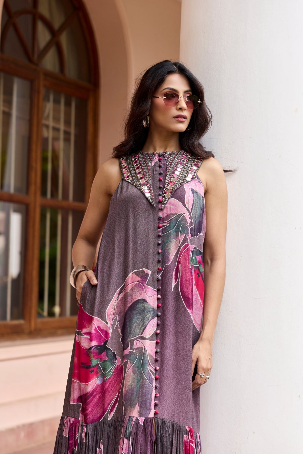 PLUMICIOUS FLORAL SHIRT MAXI DRESS