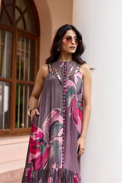 PLUMICIOUS FLORAL SHIRT MAXI DRESS